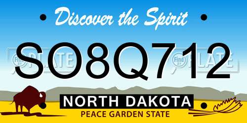 SO8Q712 North Dakota License Plate