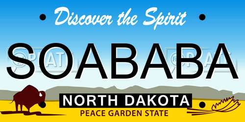 SOABABA North Dakota License Plate