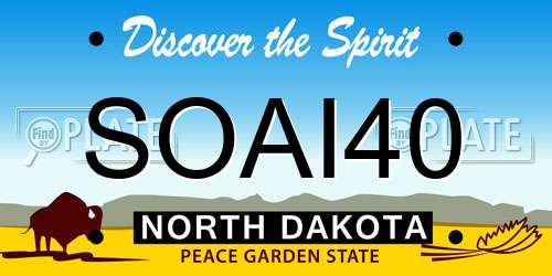 SOAI40 North Dakota License Plate