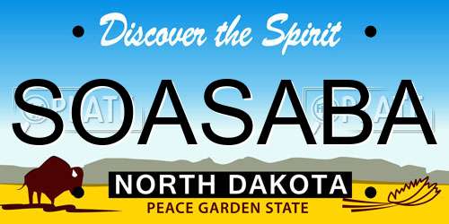 SOASABA North Dakota License Plate