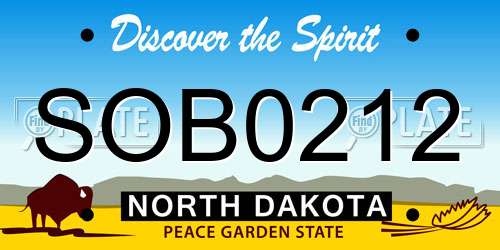 SOB0212 North Dakota License Plate