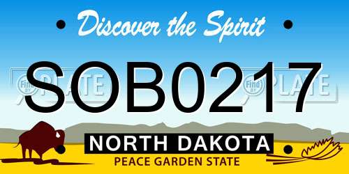 SOB0217 North Dakota License Plate