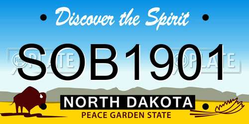 SOB1901 North Dakota License Plate