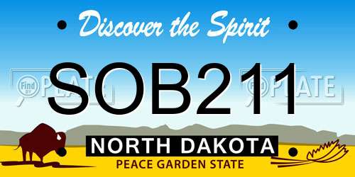 SOB211 North Dakota License Plate
