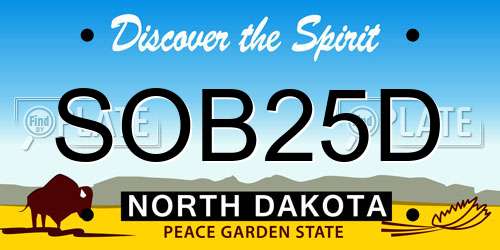 SOB25D North Dakota License Plate