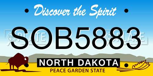 SOB5883 North Dakota License Plate