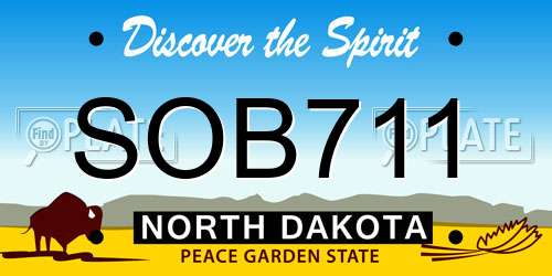 SOB711 North Dakota License Plate