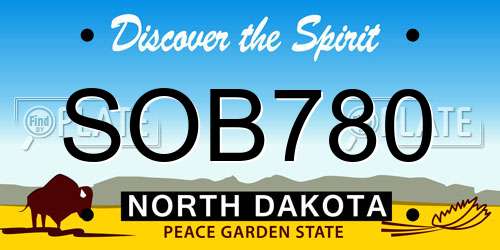 SOB780 North Dakota License Plate