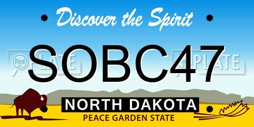 SOBC47 North Dakota License Plate