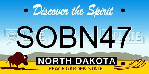 SOBN47 North Dakota License Plate