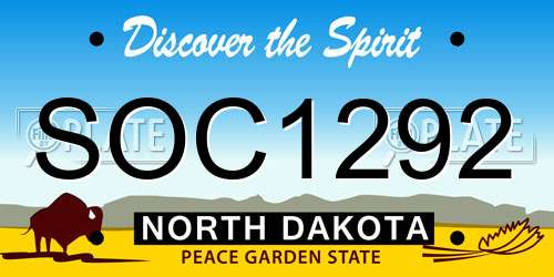 SOC1292 North Dakota License Plate