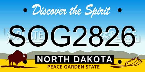 SOG2826 North Dakota License Plate