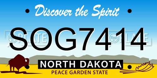SOG7414 North Dakota License Plate