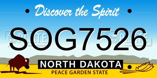 SOG7526 North Dakota License Plate