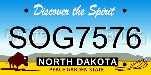SOG7576 North Dakota License Plate