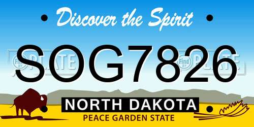 SOG7826 North Dakota License Plate