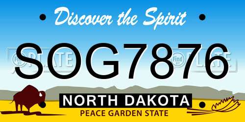 SOG7876 North Dakota License Plate