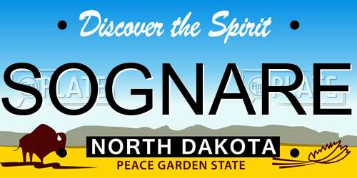 SOGNARE North Dakota License Plate