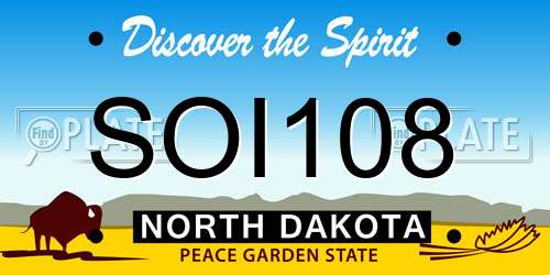 SOI108 North Dakota License Plate