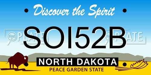 SOI52B North Dakota License Plate