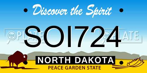 SOI724 North Dakota License Plate