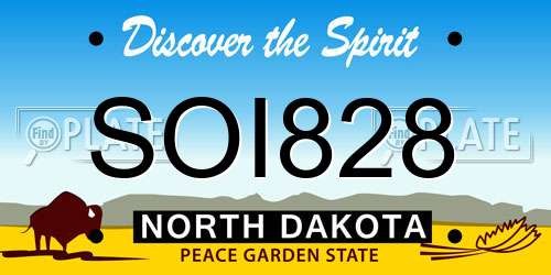 SOI828 North Dakota License Plate
