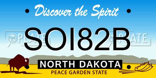SOI82B North Dakota License Plate