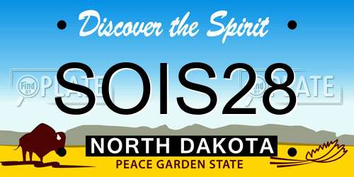 SOIS28 North Dakota License Plate