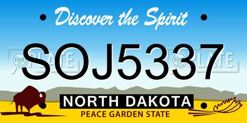 SOJ5337 North Dakota License Plate