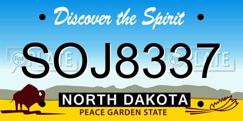 SOJ8337 North Dakota License Plate
