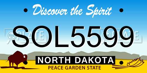 SOL5599 North Dakota License Plate