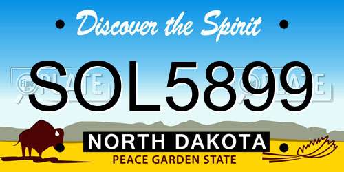 SOL5899 North Dakota License Plate