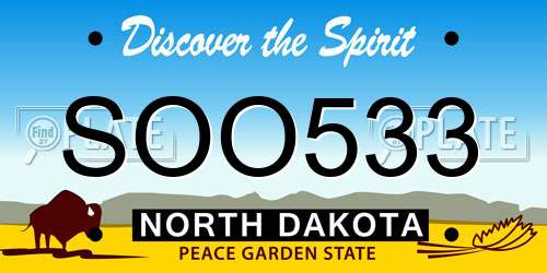 SOO533 North Dakota License Plate