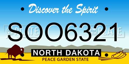 SOO6321 North Dakota License Plate