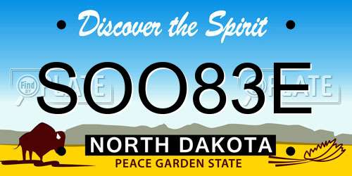SOO83E North Dakota License Plate