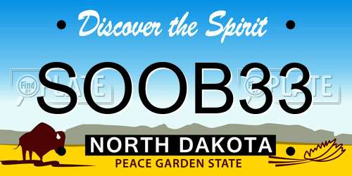 SOOB33 North Dakota License Plate