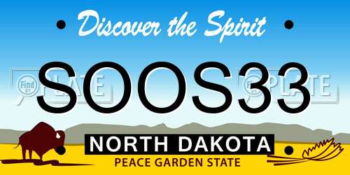 SOOS33 North Dakota License Plate