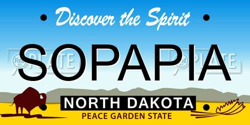SOPAPIA North Dakota License Plate