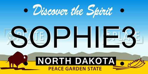 SOPHIE3 North Dakota License Plate