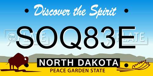 SOQ83E North Dakota License Plate