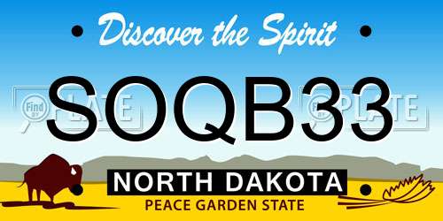 SOQB33 North Dakota License Plate