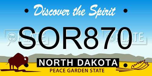 SOR870 North Dakota License Plate