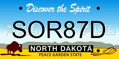 SOR87D North Dakota License Plate