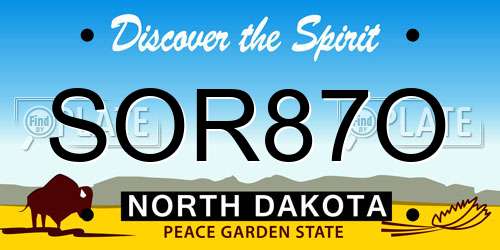 SOR87O North Dakota License Plate