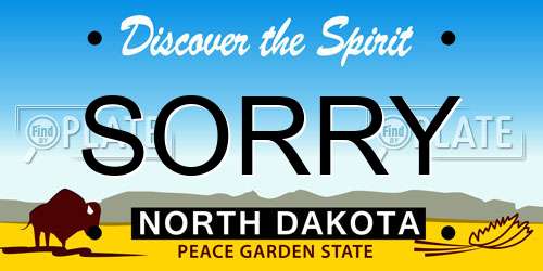 SORRY North Dakota License Plate