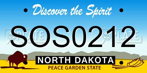 SOS0212 North Dakota License Plate