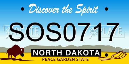 SOS0717 North Dakota License Plate