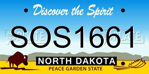 SOS1661 North Dakota License Plate
