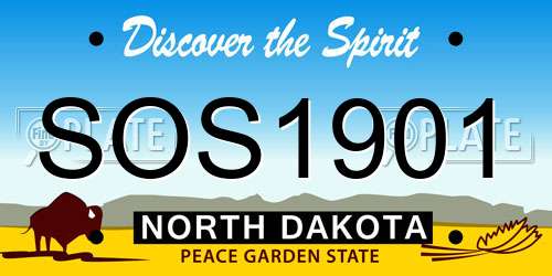 SOS1901 North Dakota License Plate