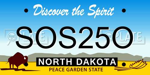 SOS25O North Dakota License Plate